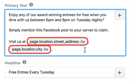 Primary Text field at ad level in Facebook Ads Manager