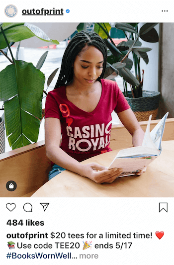 Instagram business post with person wearing product