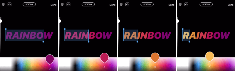 create rainbow text in Instagram Stories