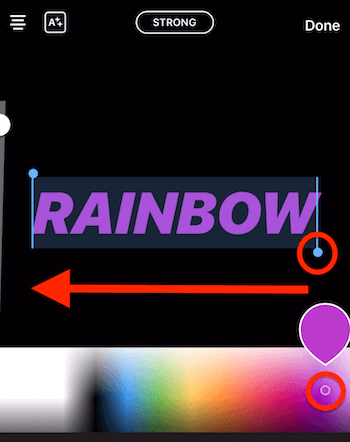 create rainbow text in Instagram Stories