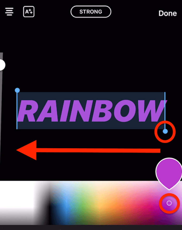 create rainbow text in Instagram Stories