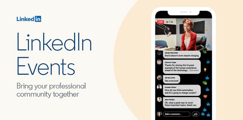 New LinkedIn Virtual Events tool that lets people create and broadcast video events via its platform.