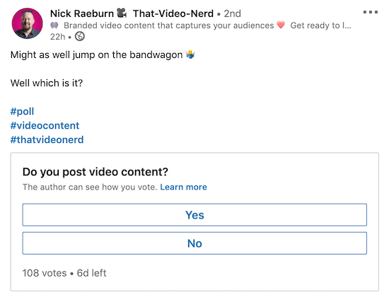example of LinkedIn poll used to start a conversation