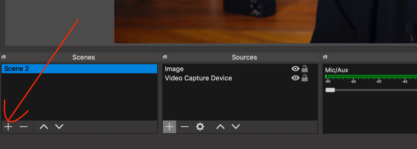 create new scene in OBS Studio