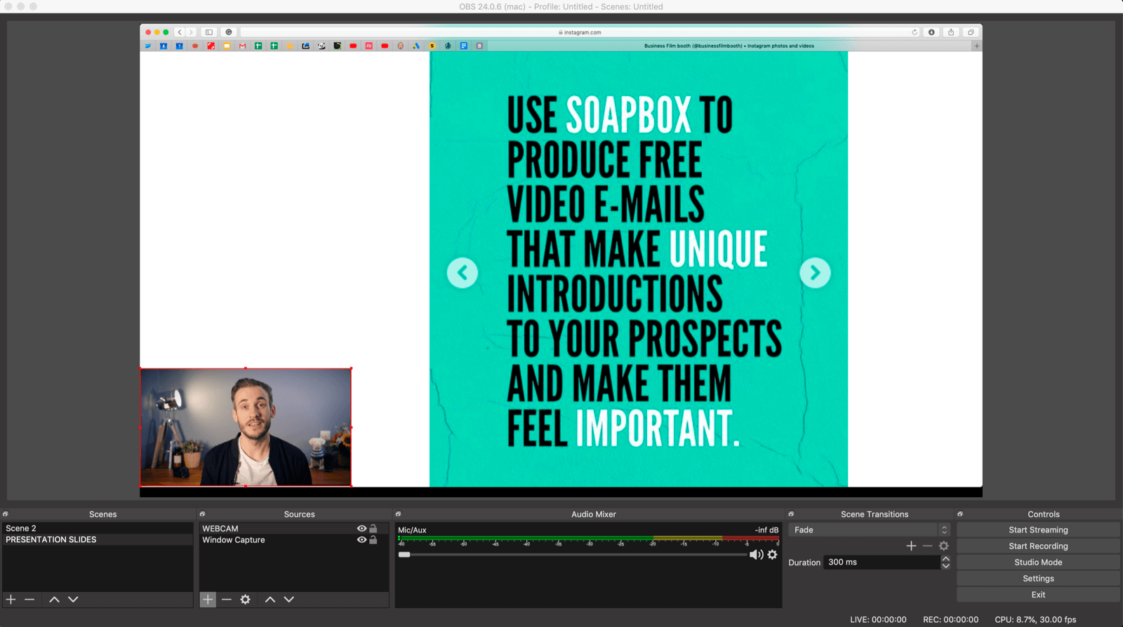 show two scenes at the same time in OBS Studio