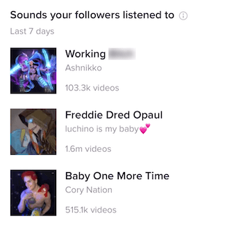 Sounds Your Followers Listened To in TikTok Analytics