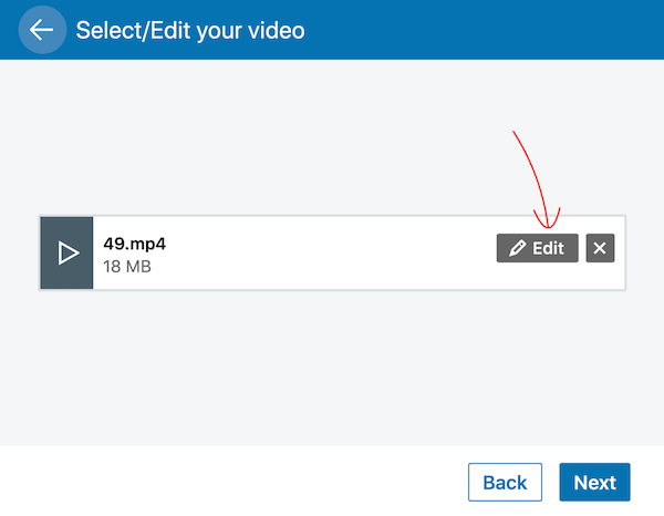 Edit button in LinkedIn video post