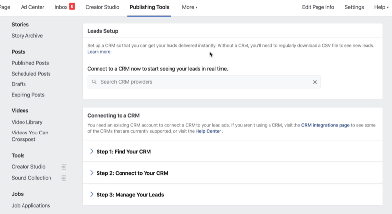 connect CRM to Facebook