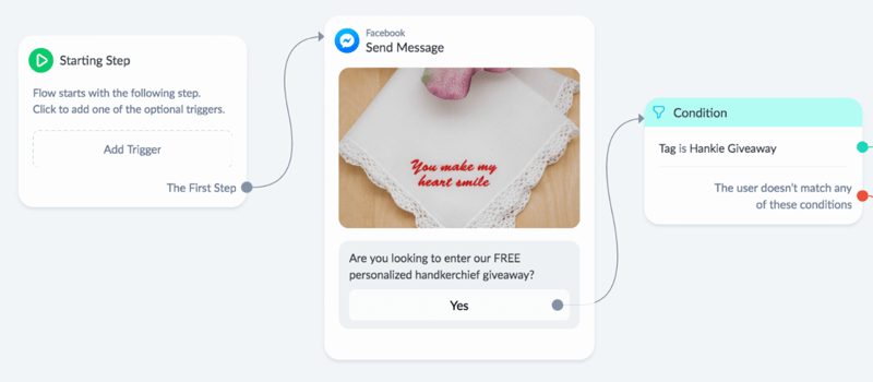 facebook messenger giveaway bot step 1