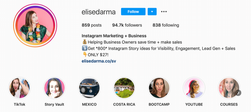 Elise Darma Instagram profile