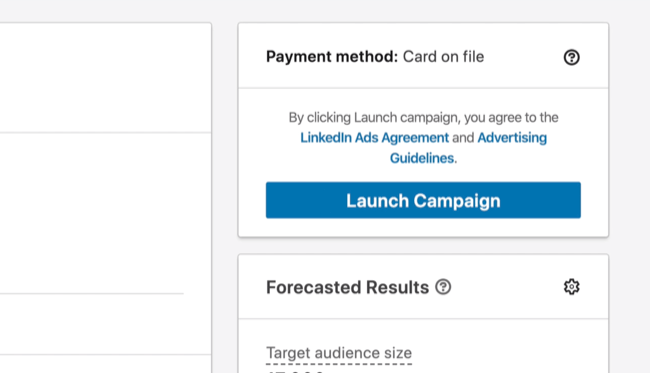 Launch Campaign option in LinkedIn Campaign Manager
