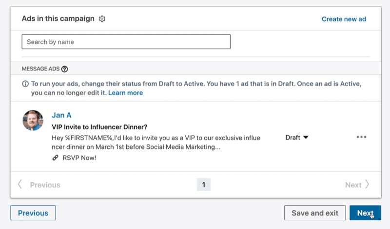 Adds in This Campaign screen in LinkedIn Campaign Manager