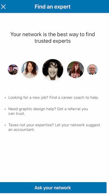 LinkedIn Find an Expert option