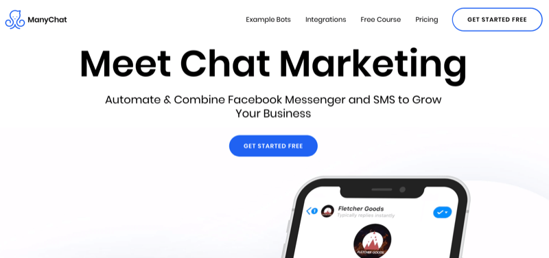 home page for ManyChat