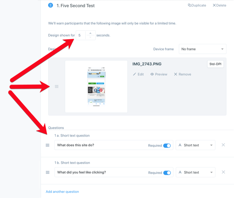 5 Second Test section of UsabilityHub Test Details screen