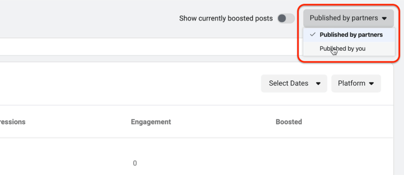 view insights for content published by you in Brand Collabs Manager