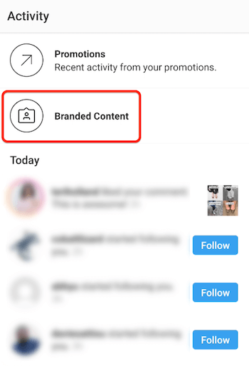 view Instagram branded content notification