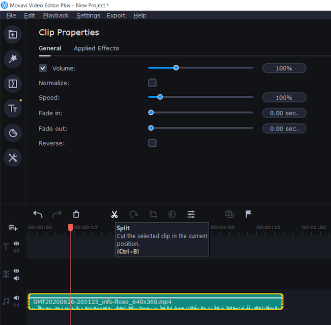 isolate audio file in Movavi