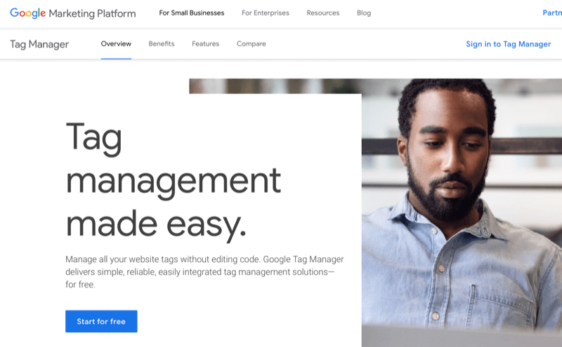 Google Tag Manager home page