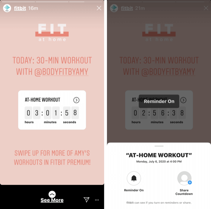 Instagram story post with Countdown sticker
