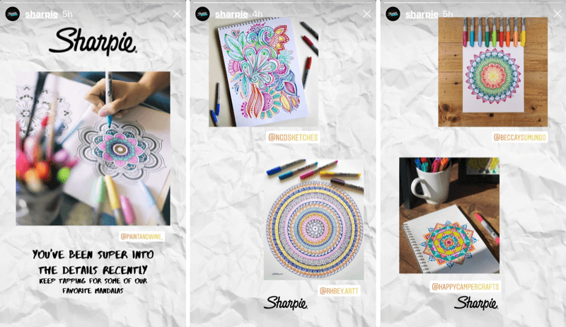 Sharpie Instagram story with user-generated content