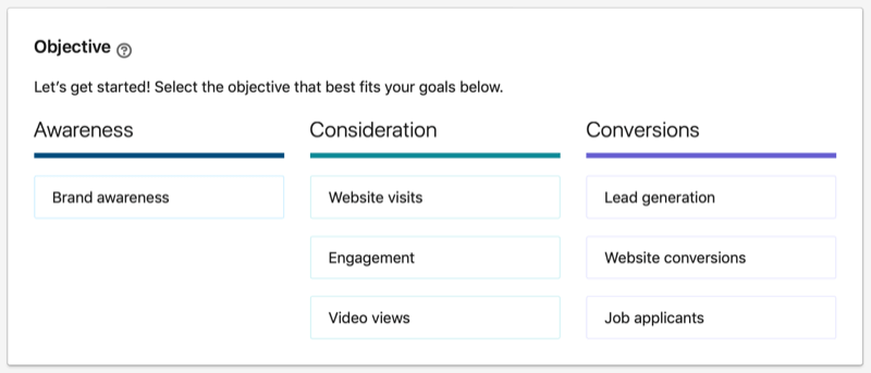 LinkedIn Ads objectives