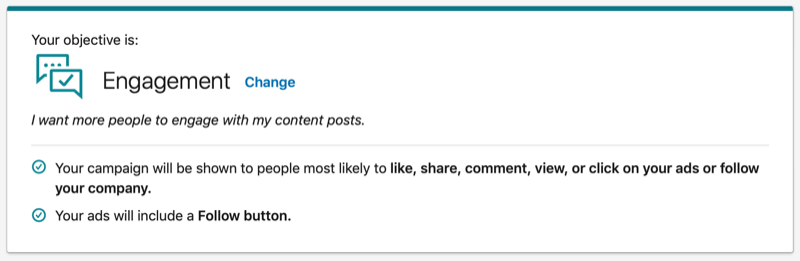 LinkedIn Engagement objective