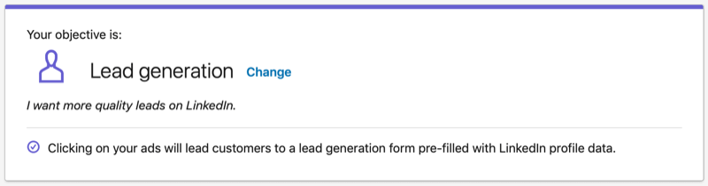 LinkedIn Lead Generation objective