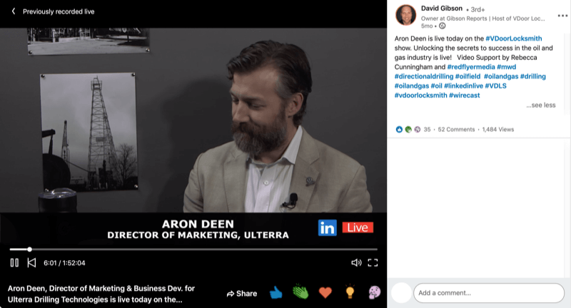 LinkedIn live video example