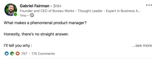 example of LinkedIn post asking question