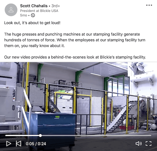 LinkedIn behind the scenes video example