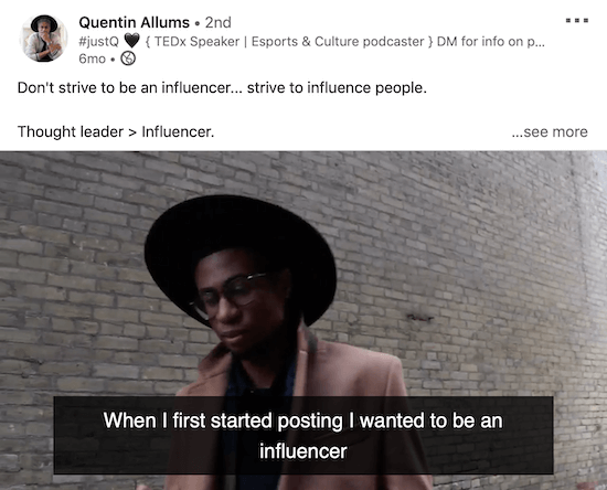 LinkedIn video with captions example