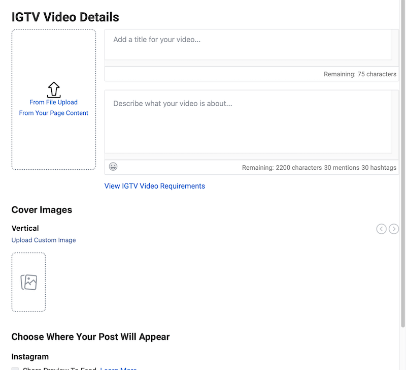 create IGTV post in Creator Studio