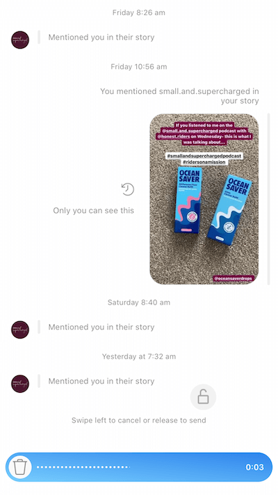 audio recording in Instagram DM