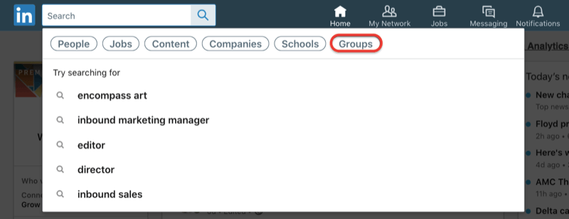 search for LinkedIn groups