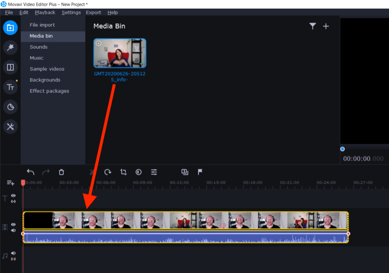 drag video into editing field in Movavi Video Editor Plus