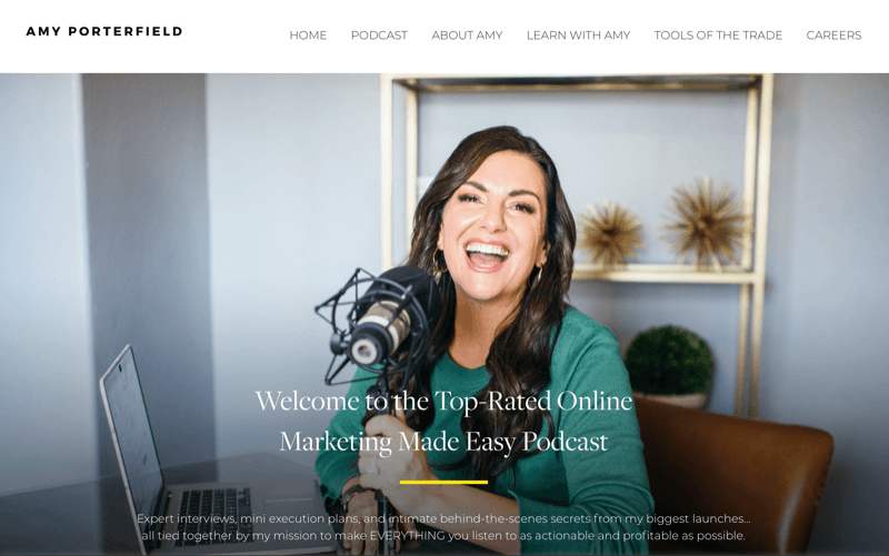 screenshot of amy porterfield's podcast site page