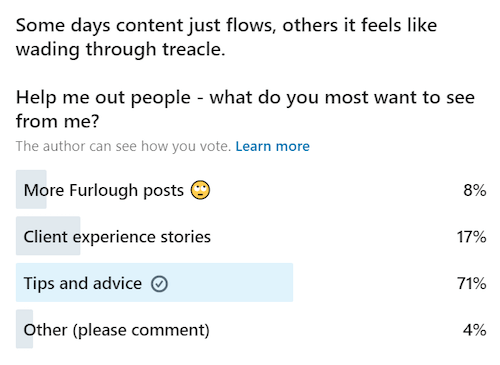 example of a linkedin poll to measure the content interest of an audience