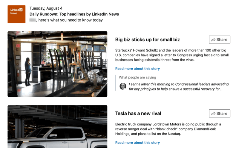 screenshot of the Daily Rundown on LinkedIn