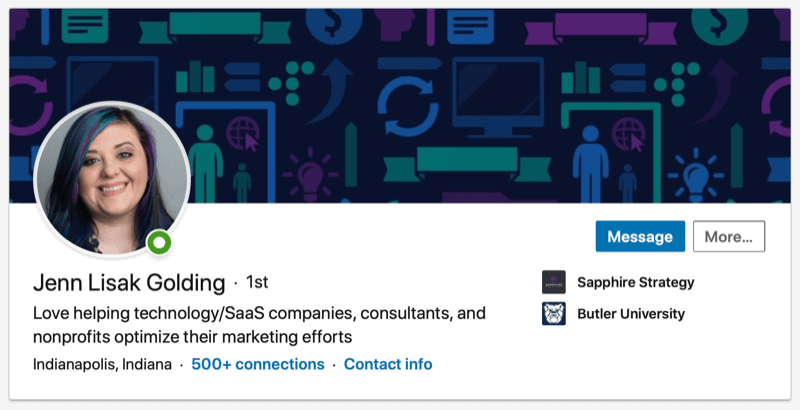 screenshot of a LinkedIn profile with a professional headshot