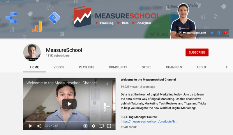 screenshot of the measureschool youtube channel