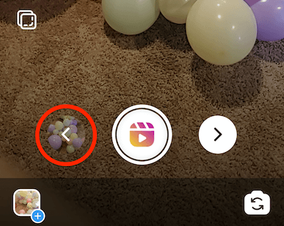 left arrow menu button allowing for instagram reels clip review and editing