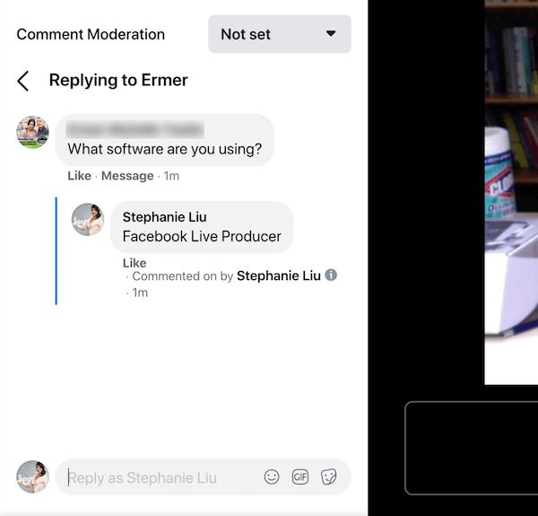 showing comment moderation inside a facebook live stream as it appears to the host