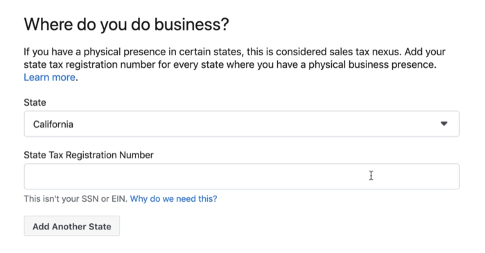 set-up menu option examples under the where do you do business? facebook shop menu option