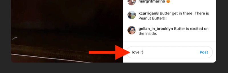 xscreenshot example of an instagram live with the comment box highlighted and populated by a viewer saying 'love it'