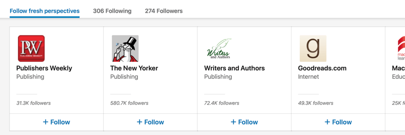 example of buttons recommended under the follow fresh perspectives tab