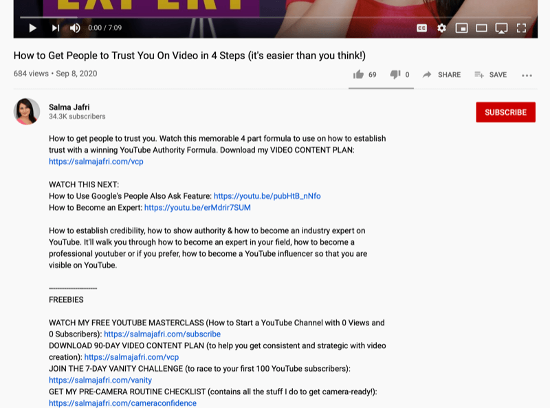 screenshot of youtube video description notes with several links added for other youtube videos or free downloads