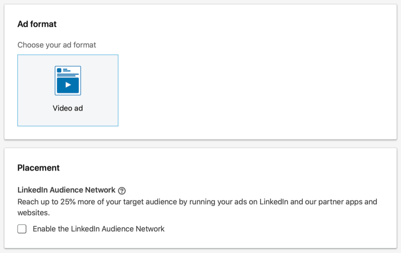 linkedin ad campaign format and placement options