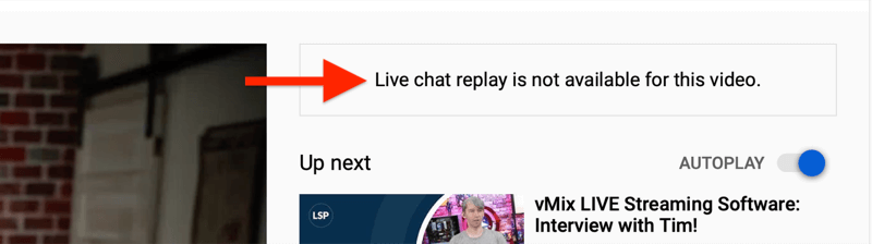 note for trimmed youtube video that live chat replay is not available