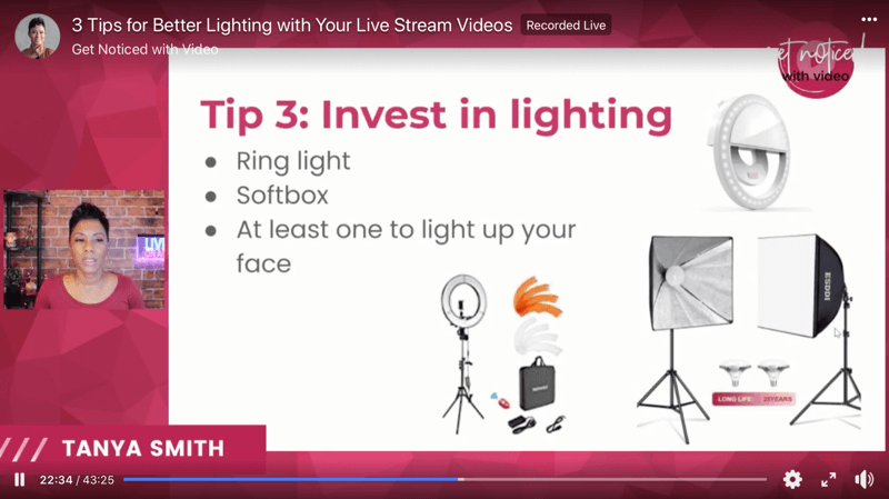 screenshot of video lighting tips to improve your live stream broadcasts